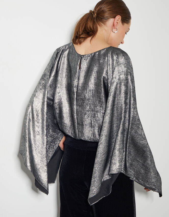 Fifi Metallic Batwing Top, Silver (SILVER), large