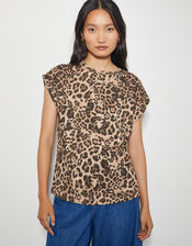 Archi Leopard Print Jersey T-Shirt, Brown (BROWN), large