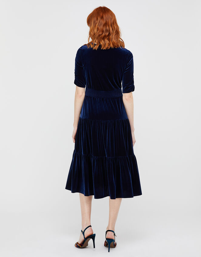 Stevie Smock Velvet Midi Dress, Blue (NAVY), large