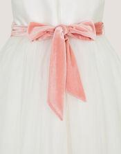 Velvet Bow Bridesmaid Dress, Ivory (IVORY), large