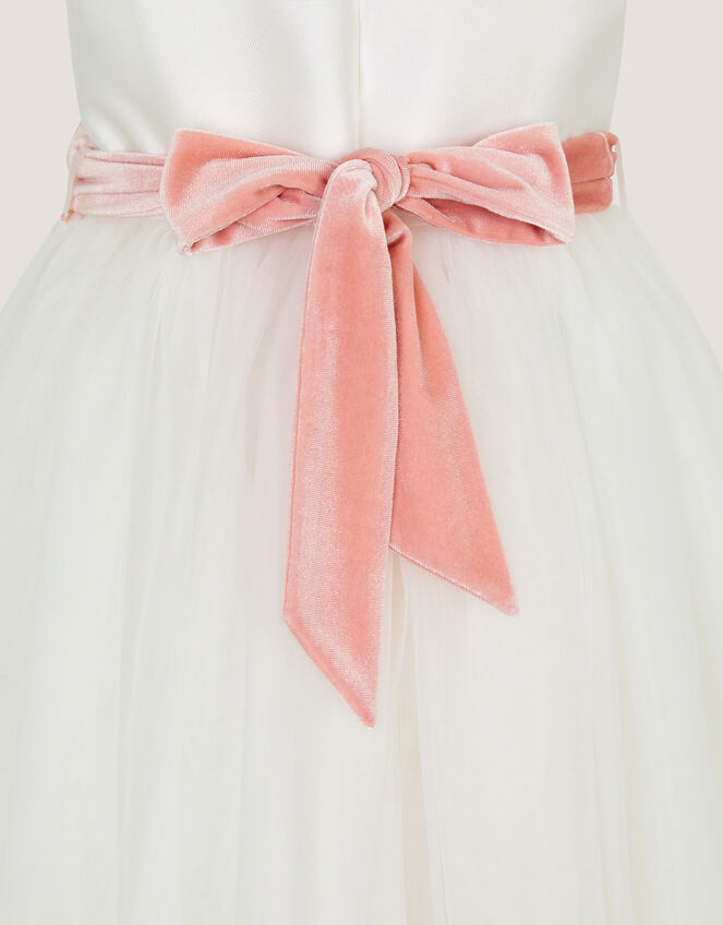 Velvet Bow Bridesmaid Dress, Ivory (IVORY), large