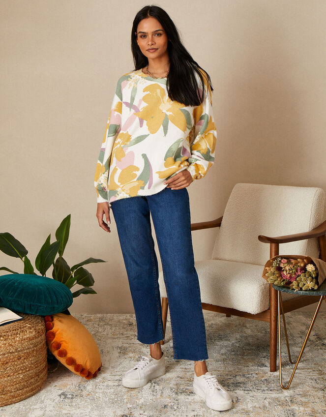 Flower Print Jumper, Ivory (IVORY), large