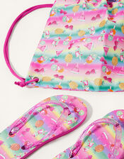 Fruity Print Flip Flop and Bag Set, Multi (MULTI), large