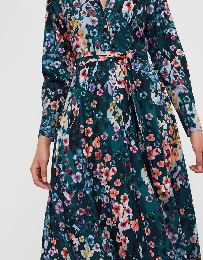 Fawn Floral Shirt Dress, Blue (BLUE), large