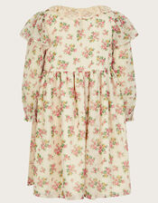 Long Sleeve Floral Sparkle Dress, Ivory (IVORY), large