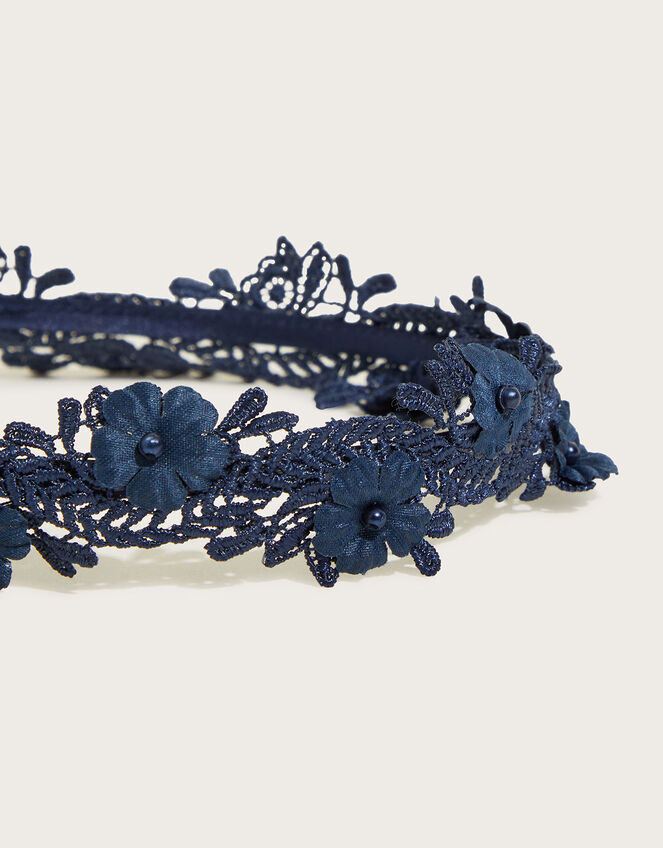 School Lacey Flower Headband, , large