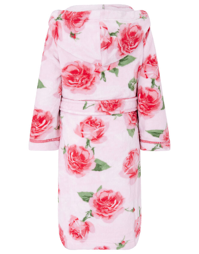Chunky Rose Print Robe with Recycled Polyester Pink