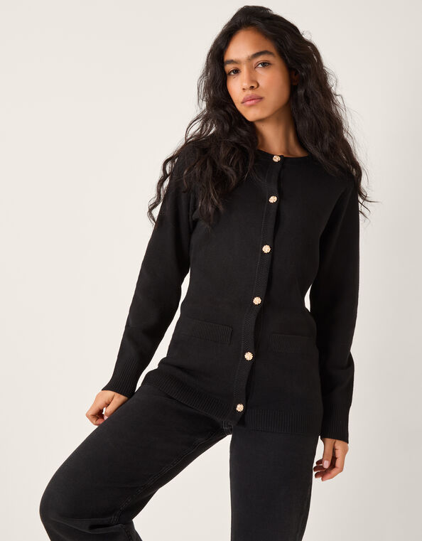 Coleen Plain Cardigan, Black (BLACK), large