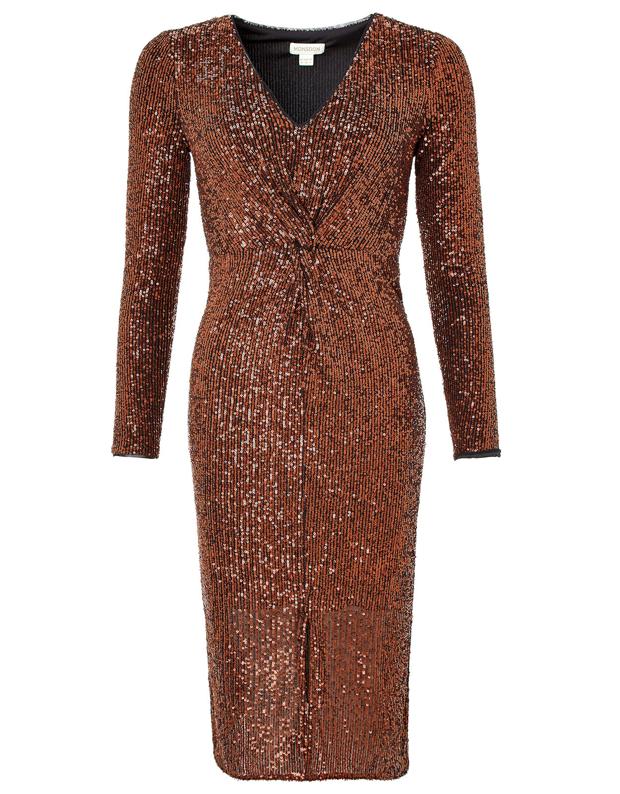 Rosie Sequin Midi Dress Bronze