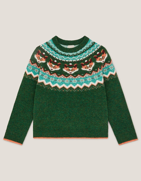 Fox Fair Isle Jumper, Green (GREEN), large