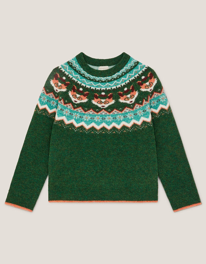 Fox Fair Isle Jumper, Green (GREEN), large