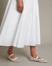 Adia Diamante Mesh Ballet Flats, Ivory (IVORY), large