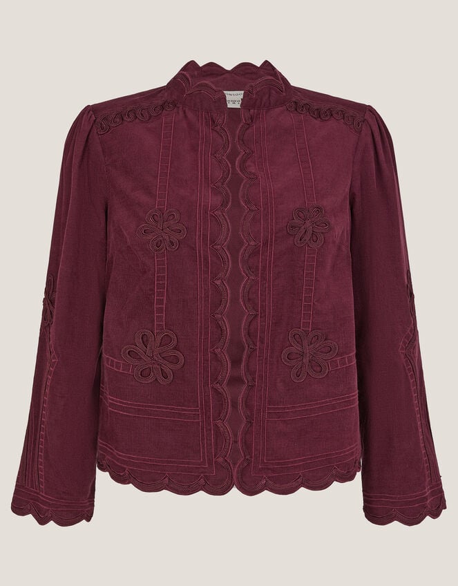 Jimena Floral Corduroy Jacket, Red (BURGUNDY), large