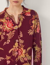 Yasmina Floral Collar Cardigan, Red (BERRY), large