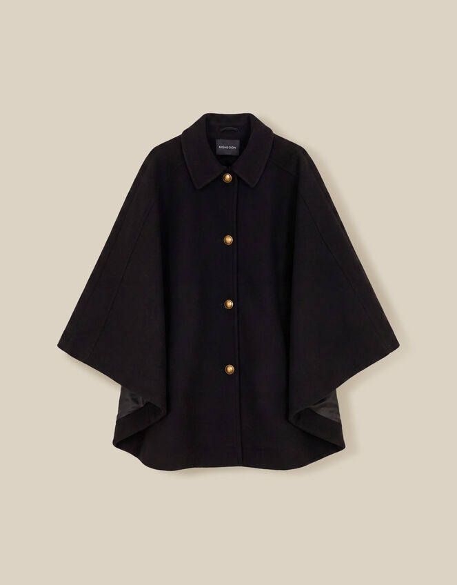 Claudie Cape Coat, Black (BLACK), large