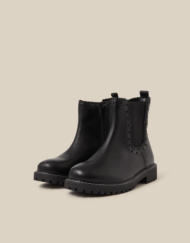 Heart Brogue Chelsea Boots, Black (BLACK), large