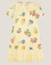 Sasha Floral Broderie Dress, Yellow (YELLOW), large