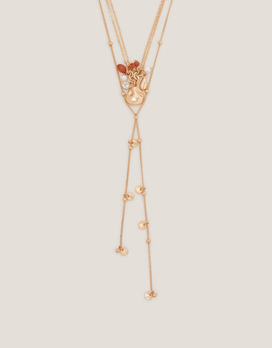 Layered Lariat Charm Necklace, , large