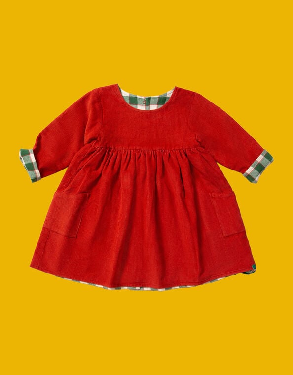 Little Green Radicals Reversible Check Dress, Red (RED), large