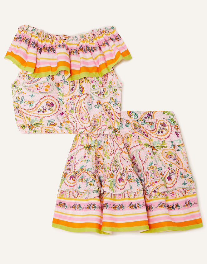 Paisley Bardot Neckline Set in Recycled Polyester, Pink (PINK), large