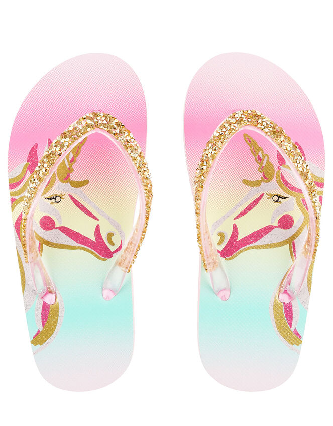 Rainbow Unicorn Dazzle Flip Flops, Multi (MULTI), large