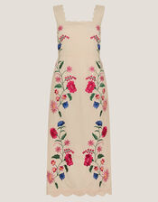 Agata Floral Embroidered Midi Dress, Cream (CREAM), large