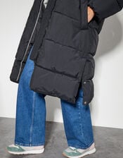 Lissy Long Hooded Puffer Coat, Black (BLACK), large