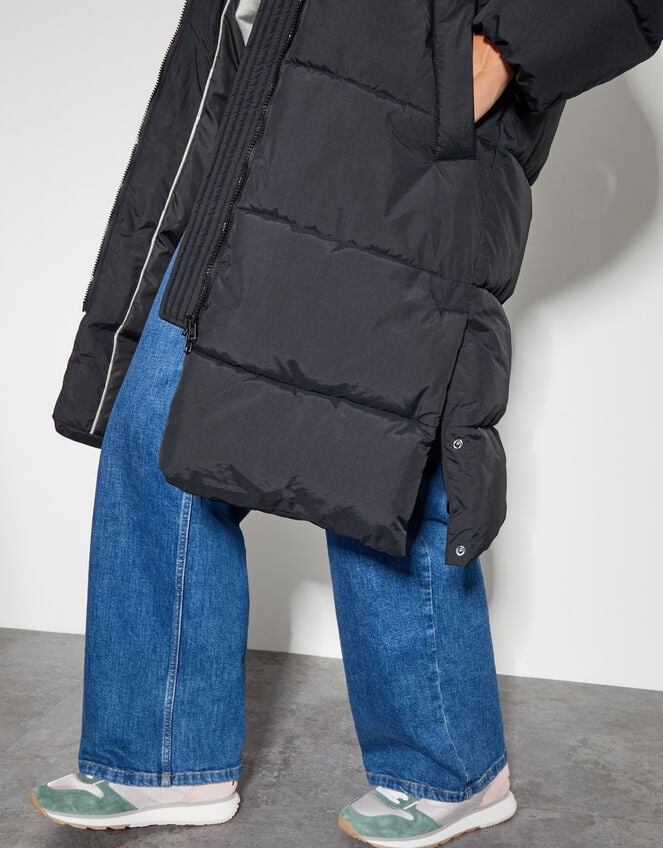 Lissy Long Hooded Puffer Coat, Black (BLACK), large