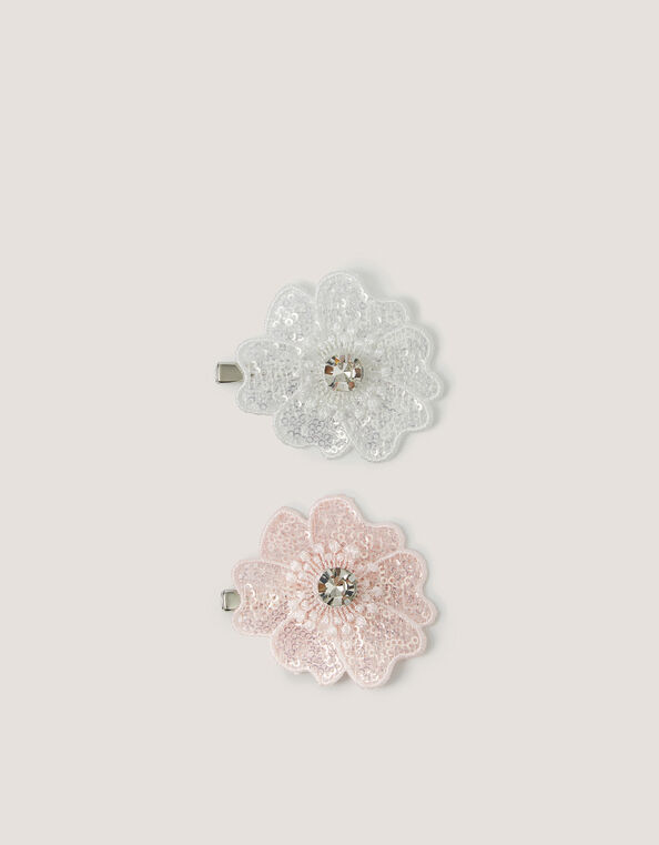 2-Pack Sequin Flower Hair Clips, , large
