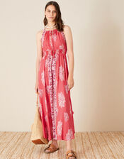Tie Front Print Dress, Red (RED), large