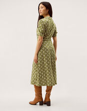 Kalani Geometric Jersey Midi Shirt Dress, Green (GREEN), large