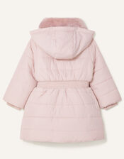 Shirred Waist Padded Coat, Pink (PALE PINK), large