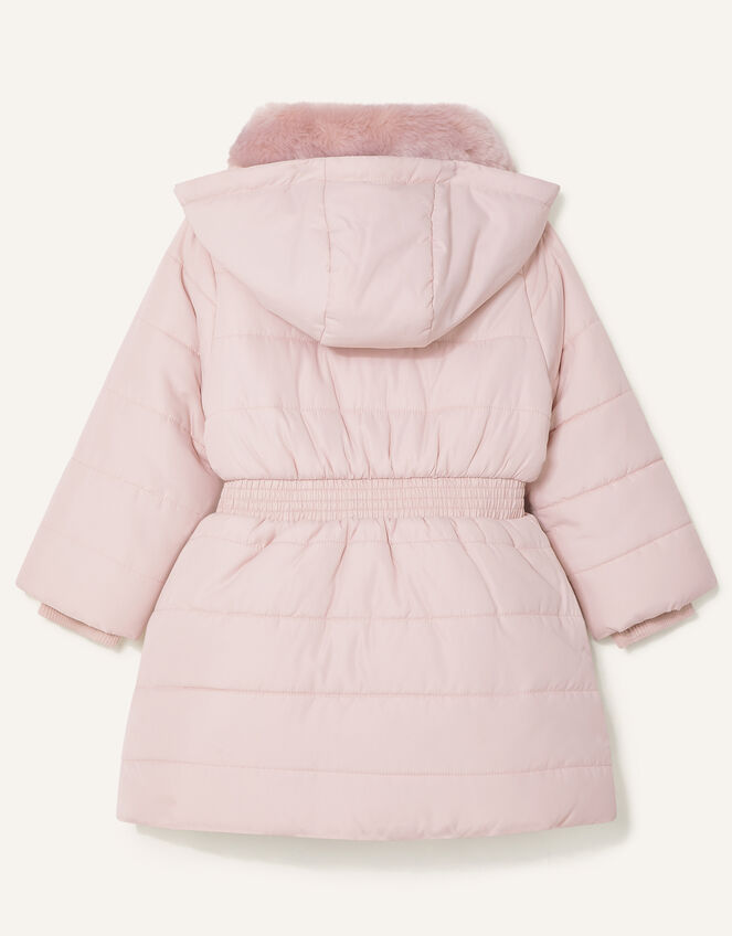 Shirred Waist Padded Coat, Pink (PALE PINK), large