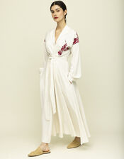 Tallulah & Hope Mitzi Embroidered Wrap Dress, Camel (OATMEAL), large