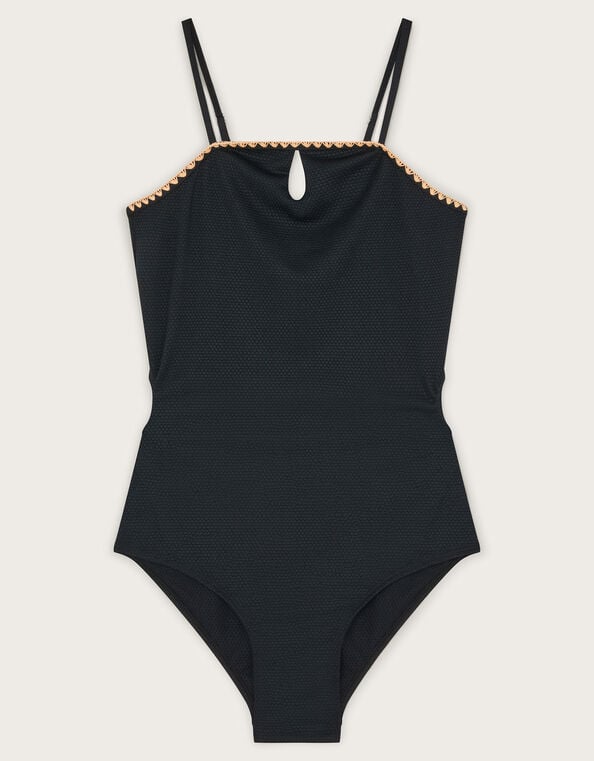 Texture Cut-Out Swimsuit, Black (BLACK), large