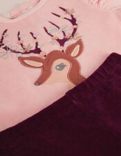 Baby Embellished Deer Top & Leggings Set, Pink (PINK), large