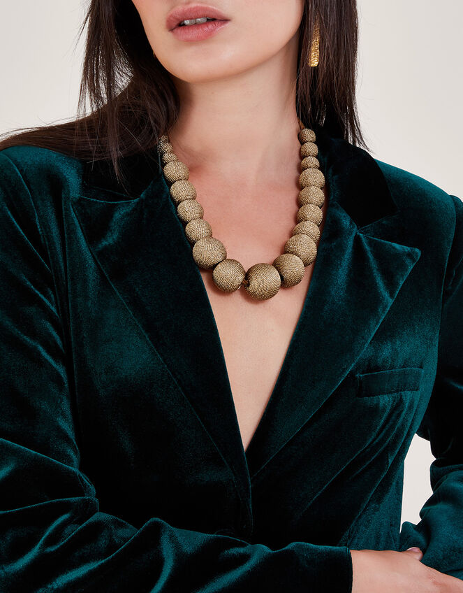 Beaded Tassel Detail Necklace, , large