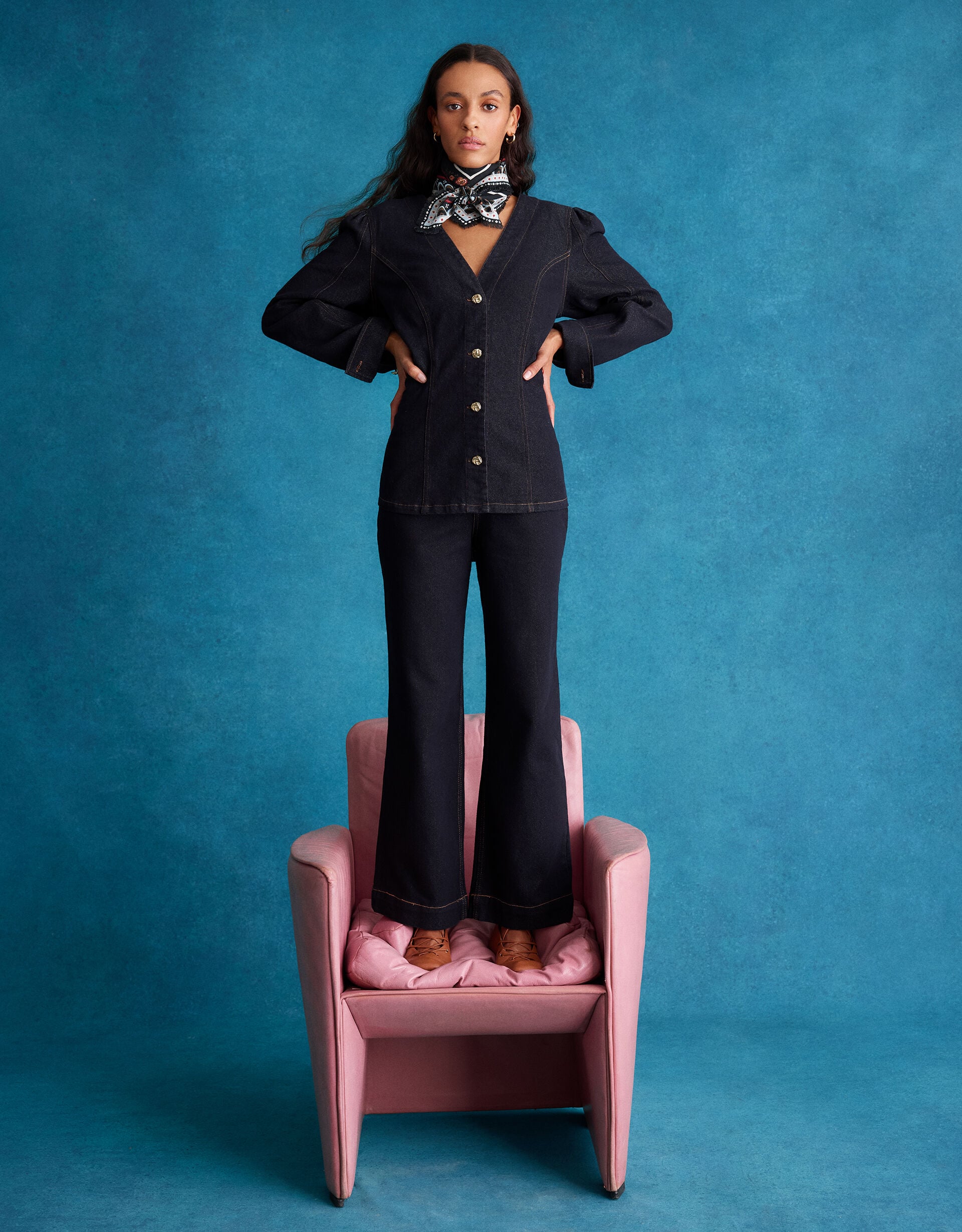 Teri Tailored Denim Shirt  Blue