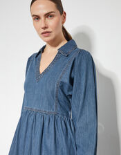 Wilma Long Sleeve Denim Midi Dress, Blue (DENIM BLUE), large
