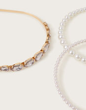 3-Pack Diamante Pearl Headbands, , large