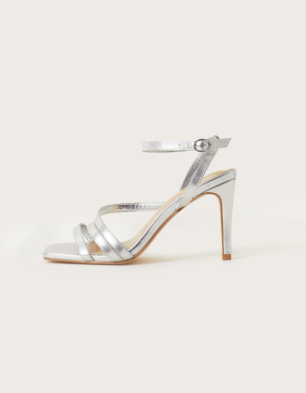 Strappy Square Toe Sandals Silver