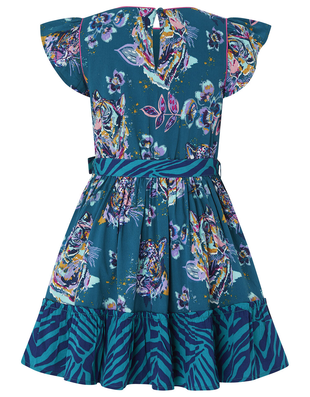 Blaire Jungle Printed Dress in Recycled Polyester Teal | Girls' Dresses ...