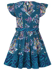 Blaire Jungle Printed Dress in Recycled Polyester, Teal (TEAL), large