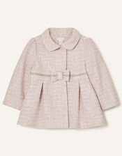 Baby Bow Tweed Coat, Grey (GREY), large