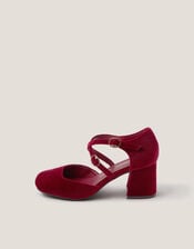 Gia Velvet Mary Jane Heels, Red (BURGUNDY), large
