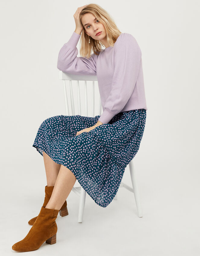 Soft Blouson Sleeve Jumper in Wool Blend, Purple (LILAC), large
