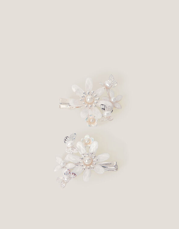 2-Pack Gem Flower Hair Clips, , large