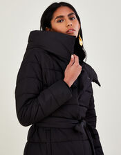 Flossy Funnel Hooded Padded Maxi Coat, Black (BLACK), large