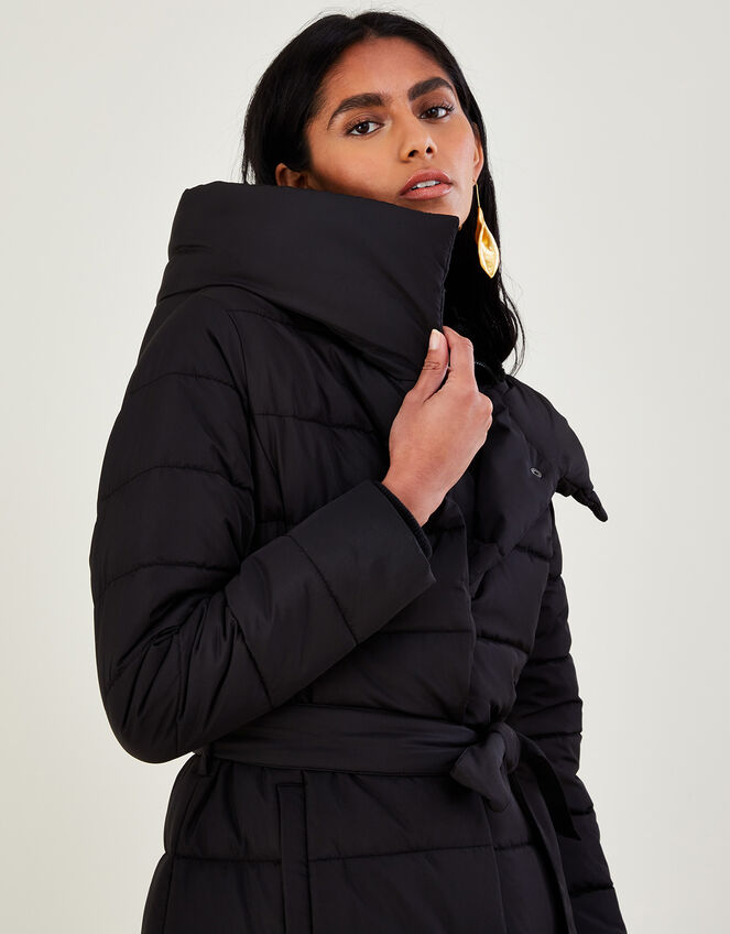 Flossy Funnel Hooded Padded Maxi Coat, Black (BLACK), large