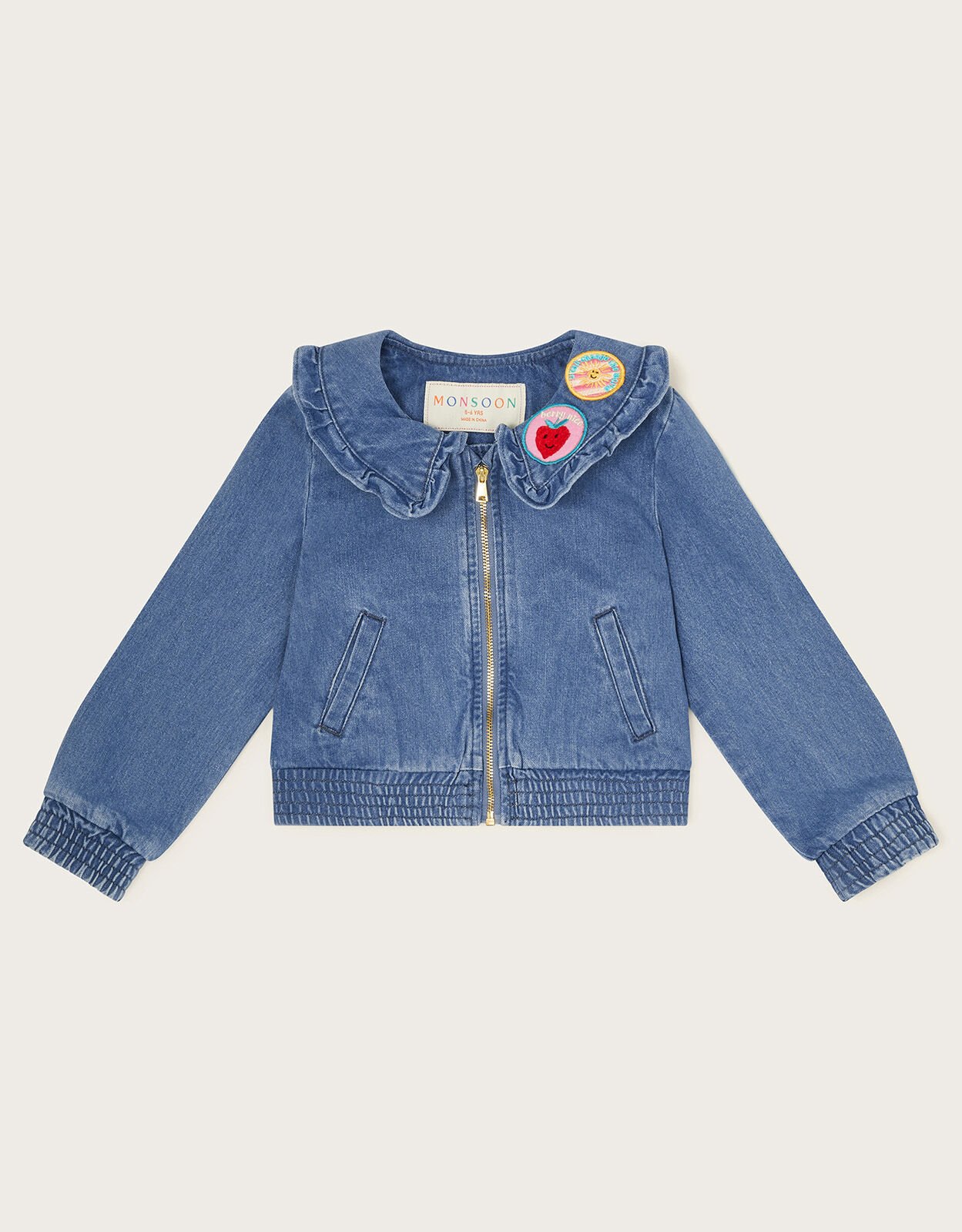 Frill Collar Denim Bomber Jacket Blue Girls Coats Jackets Monsoon UK